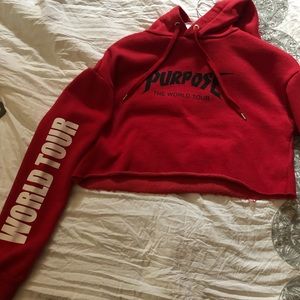 A Red H&M crop top hoodie